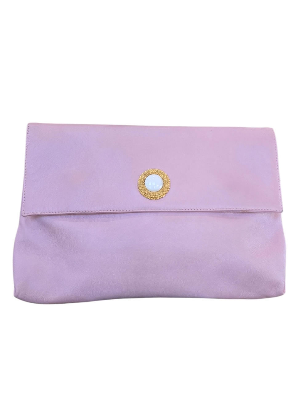 Italian Leather Pink Triple Compartment Convertible Vintage Clutch